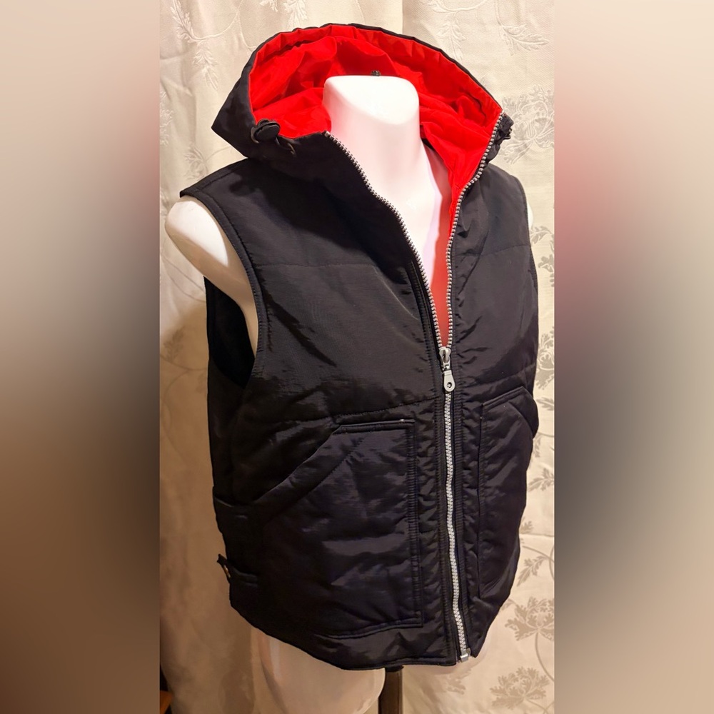 Black and Red Hooded Vest